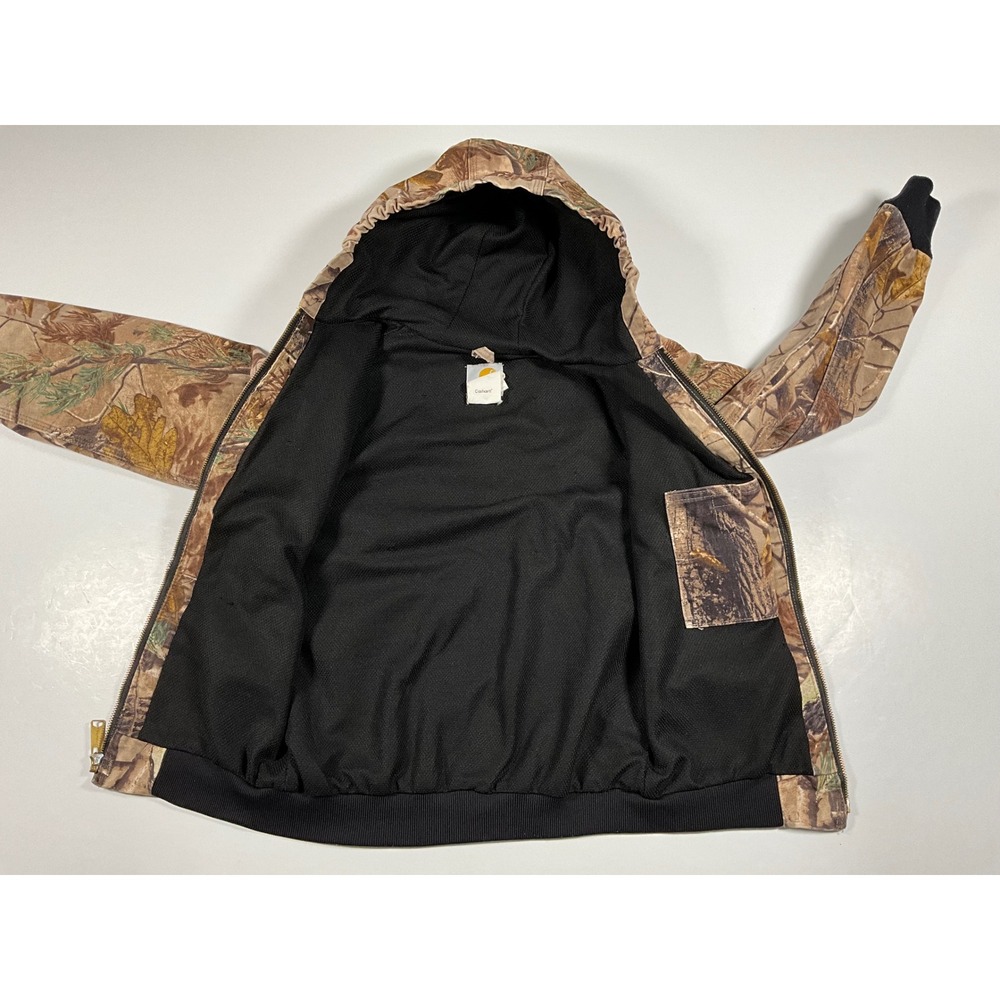 VTG Carhartt Youth L 10/12 YYJ220 CAP Camo Hooded Active Jacket Thermal Lined - Picture 12 of 16